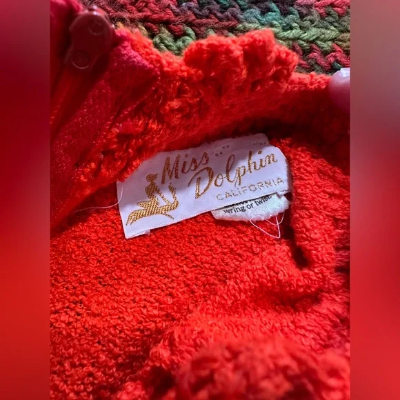 ❌SOLD❌Vintage 60’s Miss Dolphin California Orange Knit Mini Body GoGo Dress Sz M - Picture 3 of 5